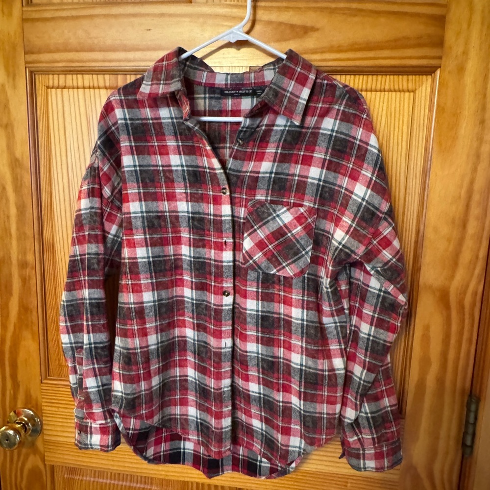 Brandy Melville Multicolor Plaid Button-Up Shirt